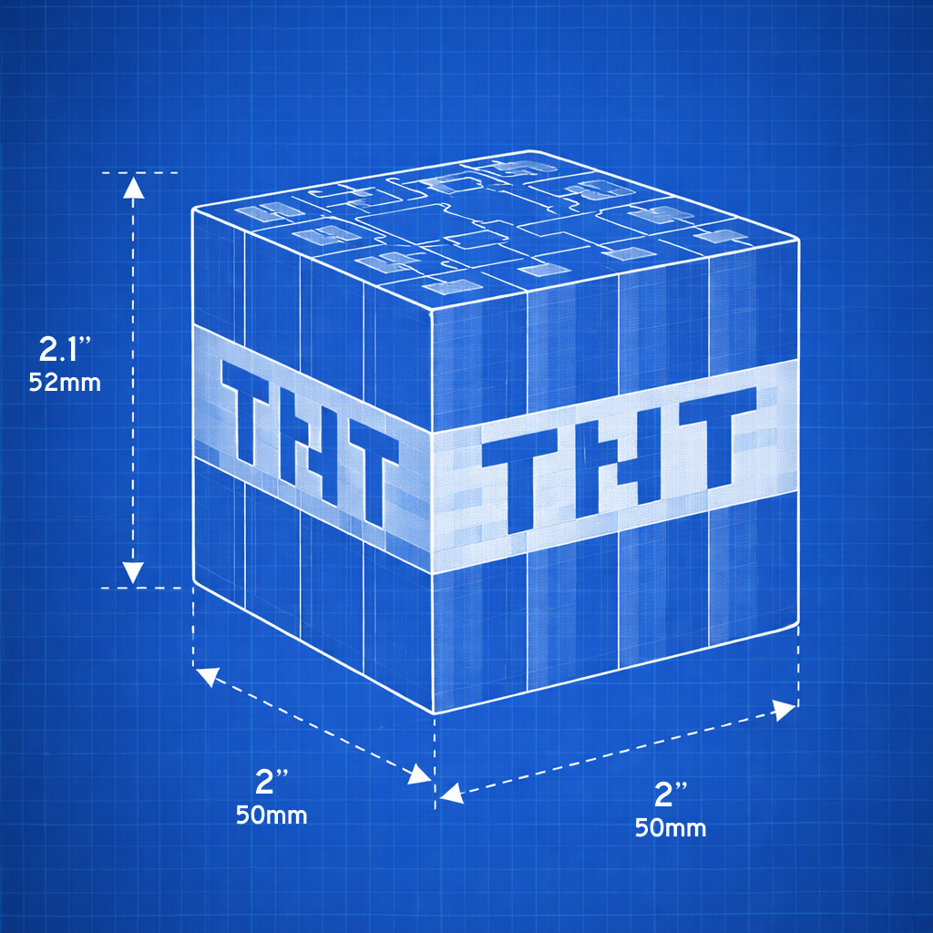 Video Game-Style TNT Block – 3D Printed Desk Toy, Gamer Decor, Pixel Explosion Block