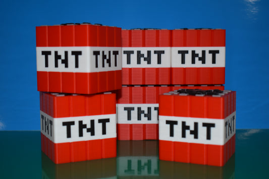 Video Game-Style TNT Block – 3D Printed Desk Toy, Gamer Decor, Pixel Explosion Block